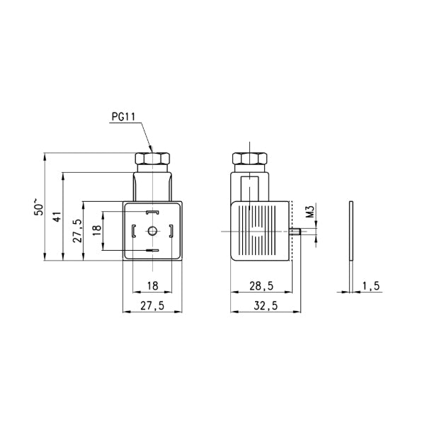 Conector T30 LED Negro Serie 124 Camozzi