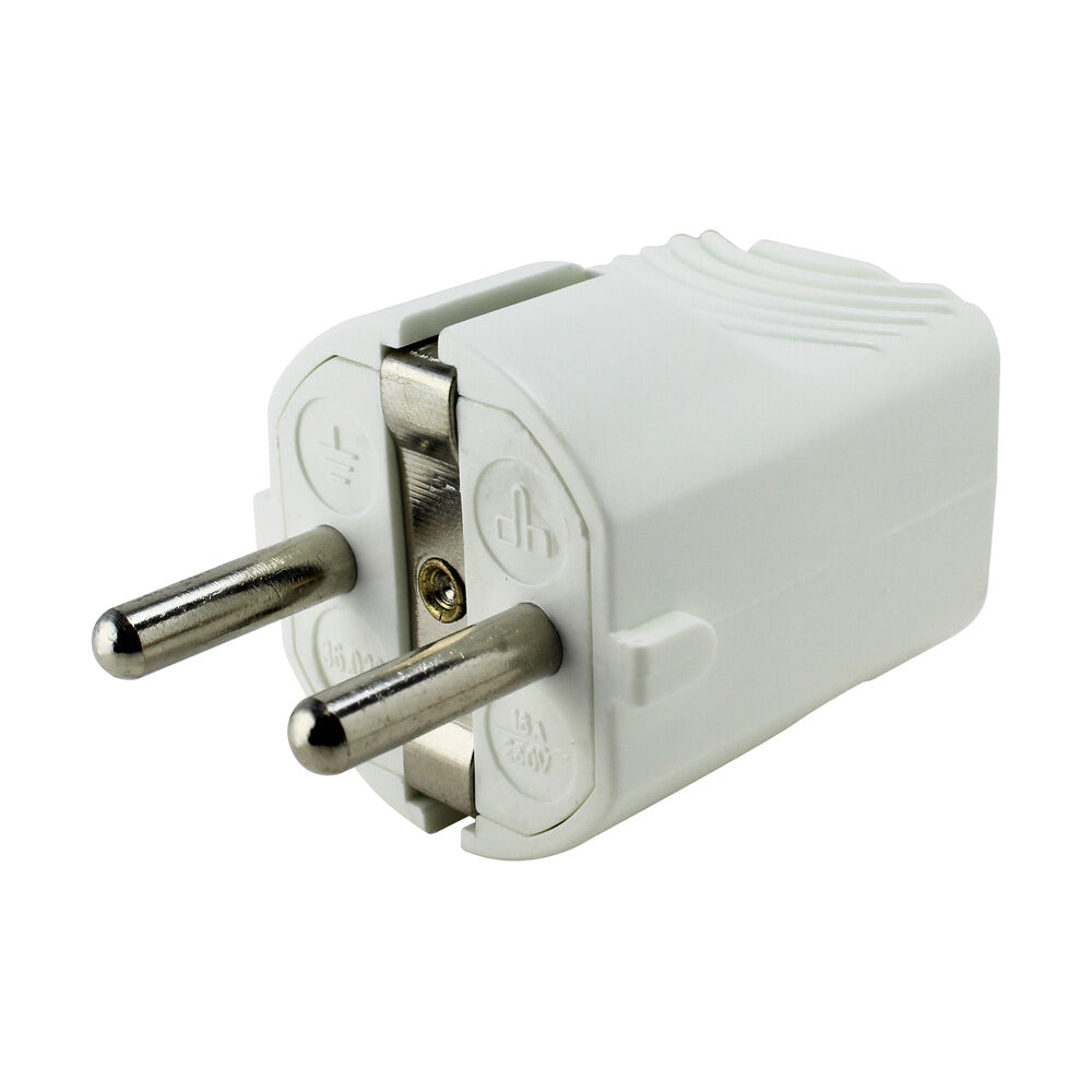 Clavija recta blanca con toma de tierra 16A 250V 36.022/B
