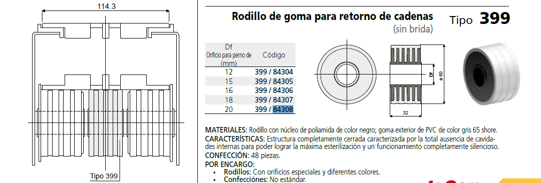 Rodillo Gomado Para Retorno 60X32 Ø20 C039984308