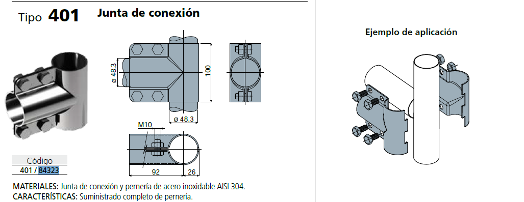 Junta Conexión Aisi304 48,3 48,3 C040184323