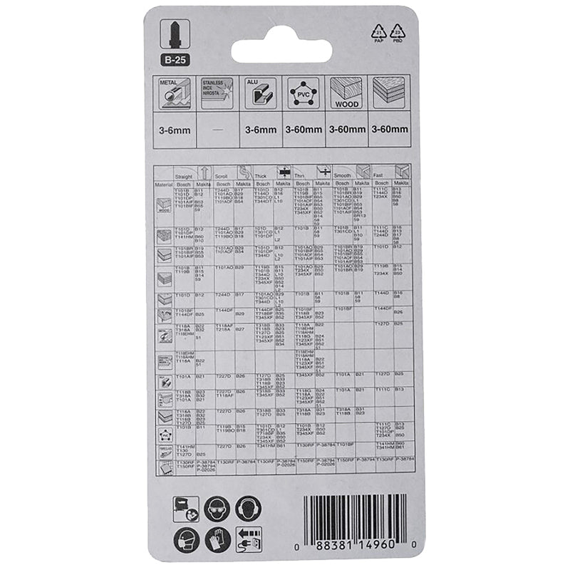 Pack 5 hojas de sierra de calar Makita B25 A-85765 105x1,05 mm