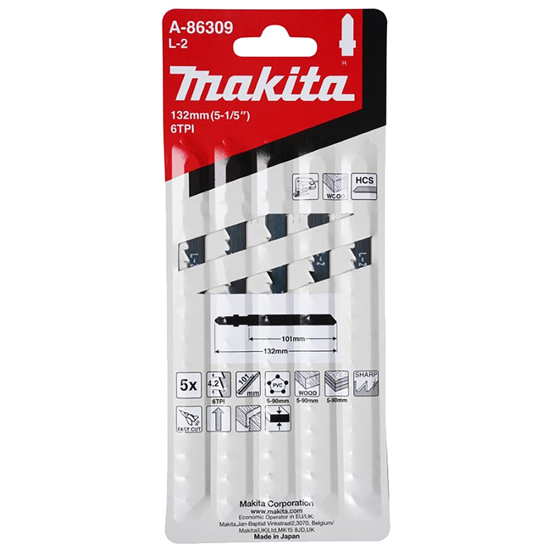 Pack 5 hojas de sierra de calar Makita Madera L02 A-86309