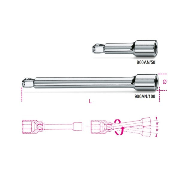 Alargaderas con cuadrado macho y hembra 1/4” angulares Beta