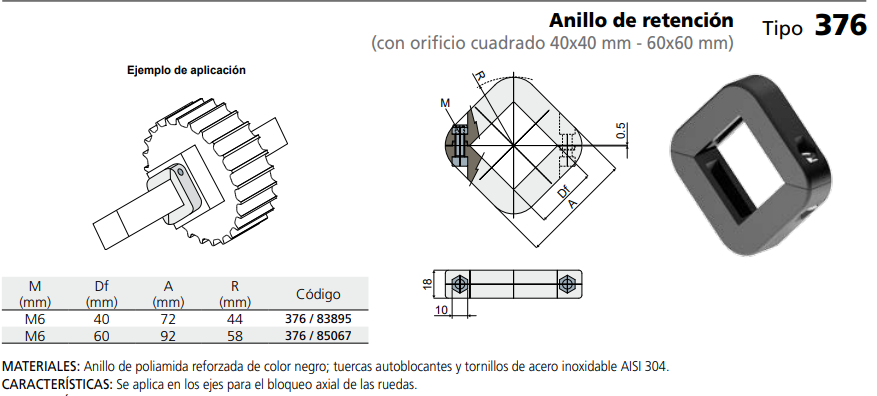 Anillo de retención PA cuadrado 60X60 C037685067