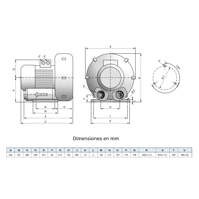 Soplante de canal lateral AIRTECH ASC0270-1MT221-6 2,2KW 2/3