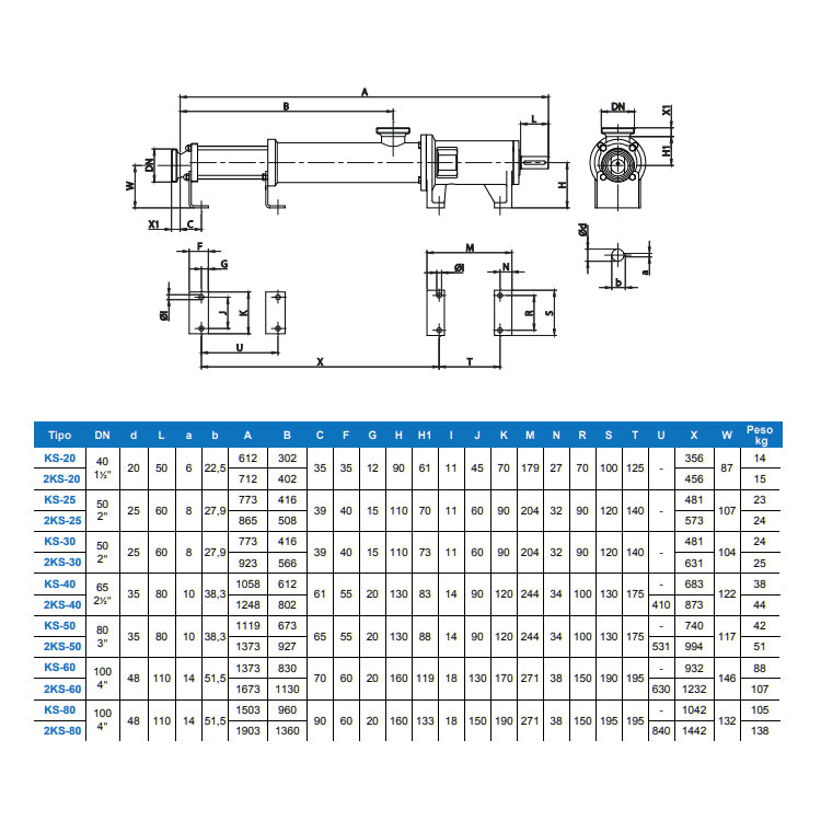 Bomba helicoidal Kiber 2KS 40 | DIN Eje Libre