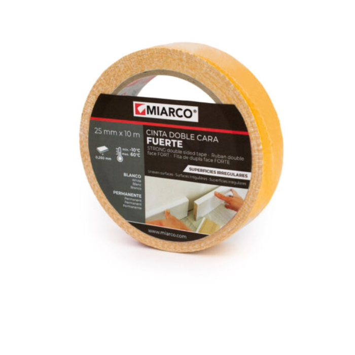 Cinta Doble Cara Fuerte Sup. Irreg. 25mmX10mt