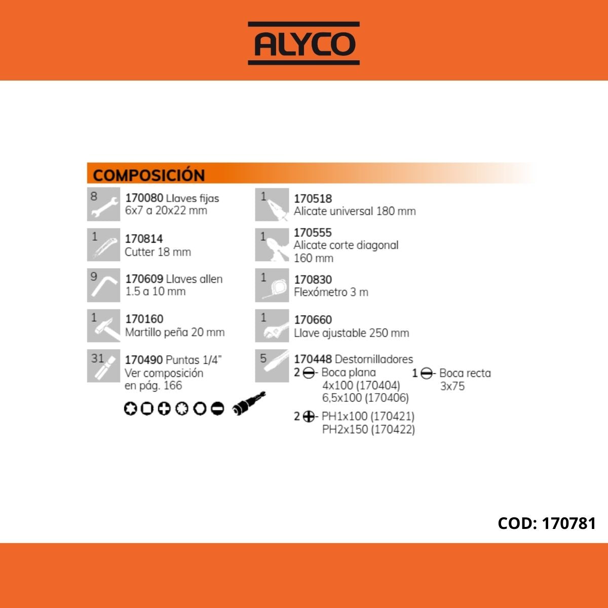 Caja de herramientas HR Alyco 59 piezas 170781