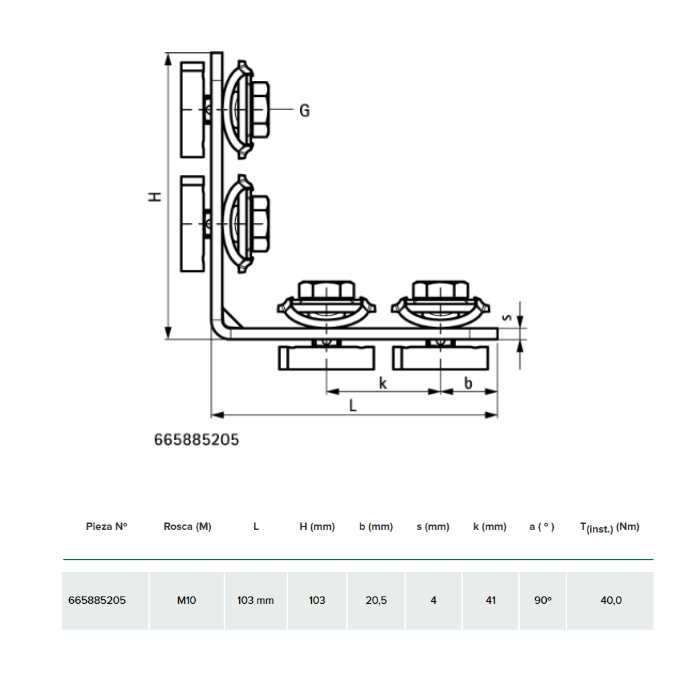 Conector 90º Bis RapidStrut® BUP1000