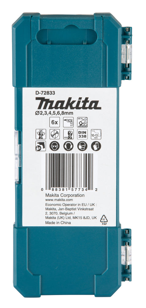Estuche de 6 brocas para metal HSS-Tin Makita D-72833