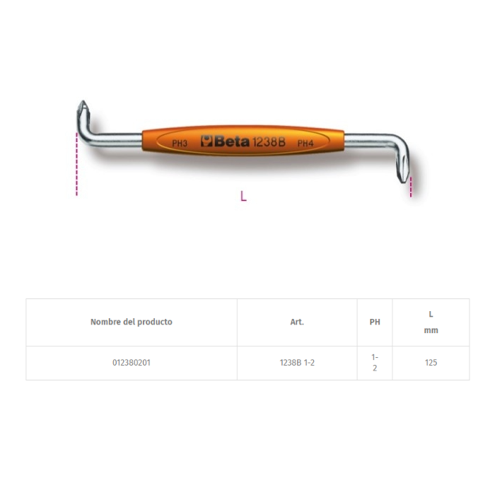Destornillador Acodado Phillips Beta 1238B PH 1-2