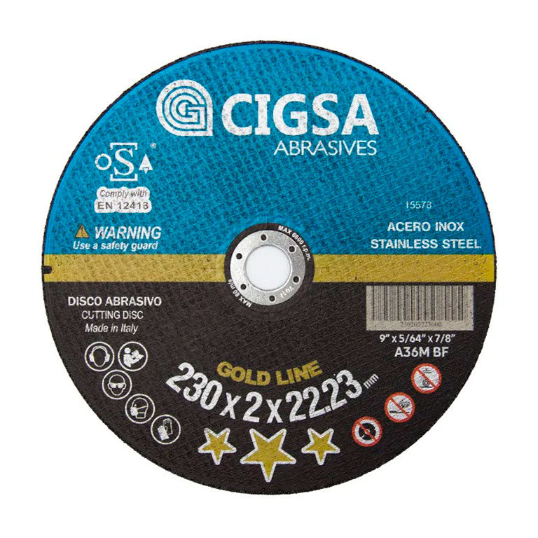 Disco de Corte METAL/INOX. CIGSA 230X2 A46S-BF41