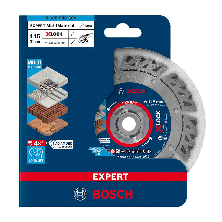 Disco de corte de diamante EXPERT MultiMaterial X-LOCK de 115 mm