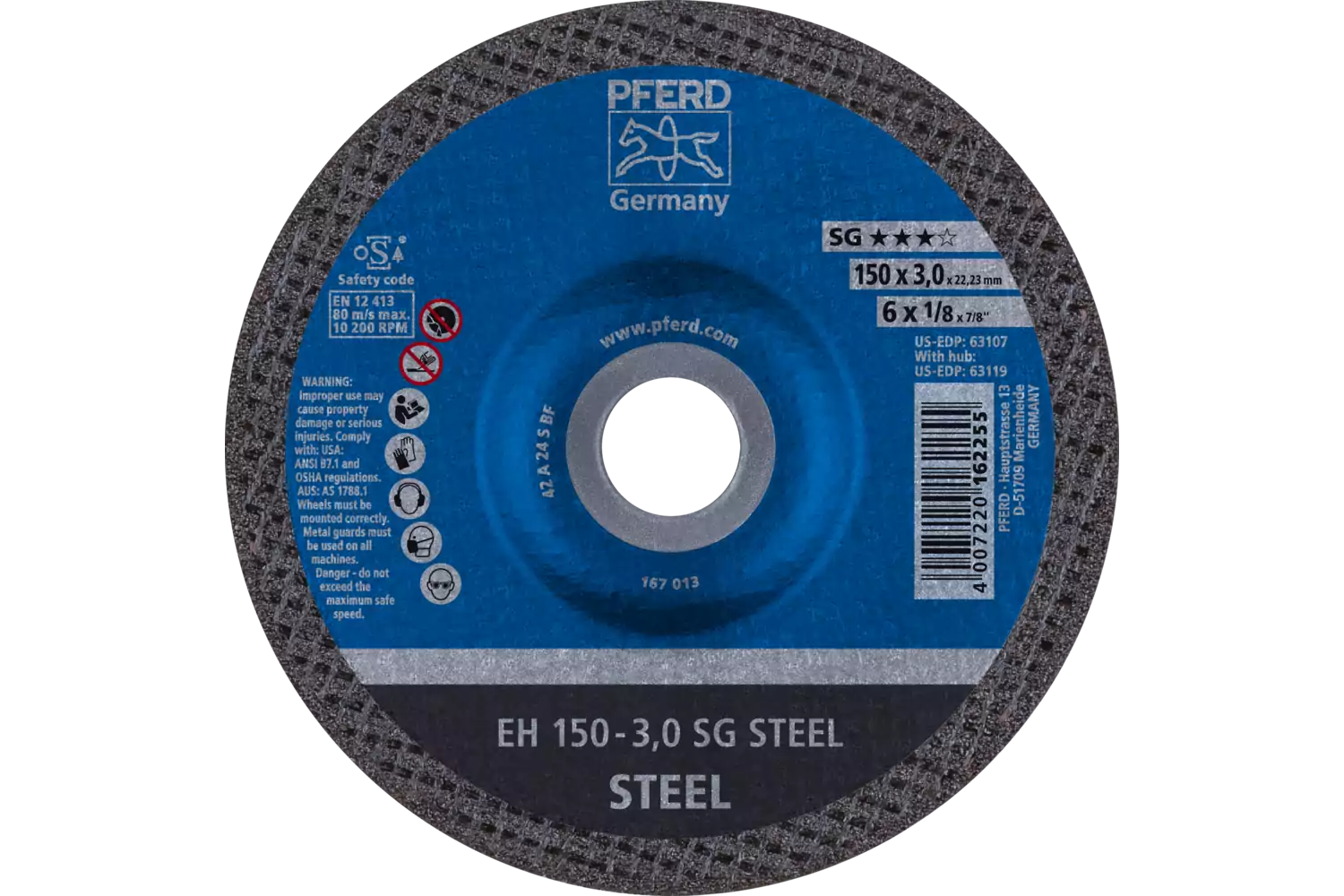 Disco de corte SG STEEL Pferd EH 150x3,0x22,23 mm A24 S