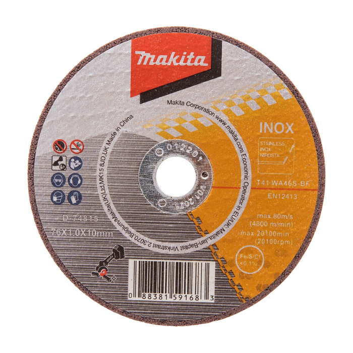 Pack 5 Discos de Corte Inox Makita Ø 76×10×1,0 mm