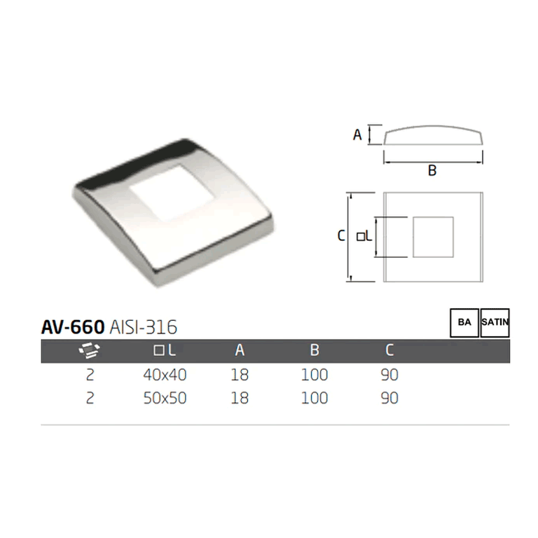 Embellecedor AV-660 A-316 BA 50X50