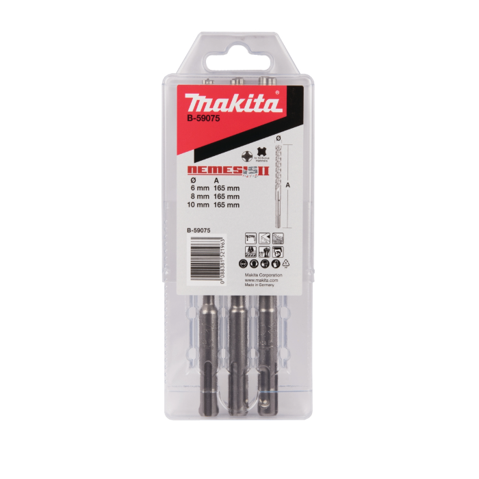 Estuche de 3 Brocas Makita SDS-PLUS Nemesis II B-59075