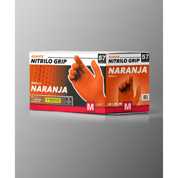 Guante de nitrilo grip diamantado naranja Prolimax