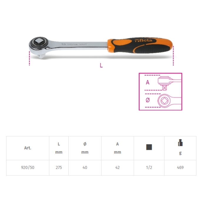 LLave De Carraca Beta 920/50 1/2"