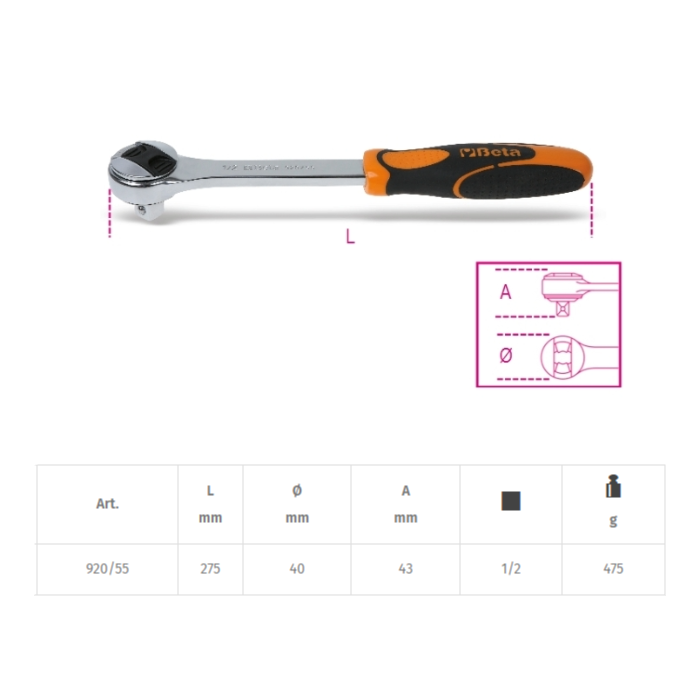 Llave De Carraca Beta 920/55 1/2" 72 Dientes