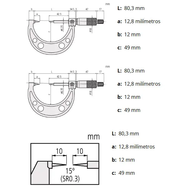 Micrómetro de puntas MITUTOYO 112-154 | 25-50mm