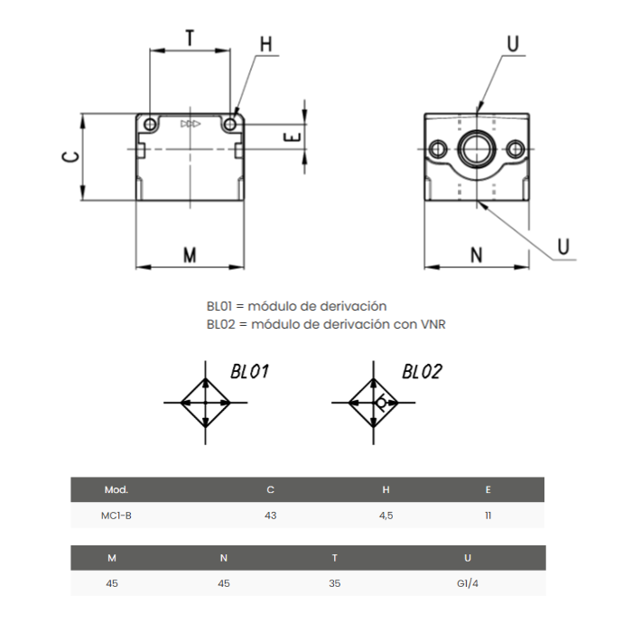 Módulo De Derivación Mc G1/4 MC1-B