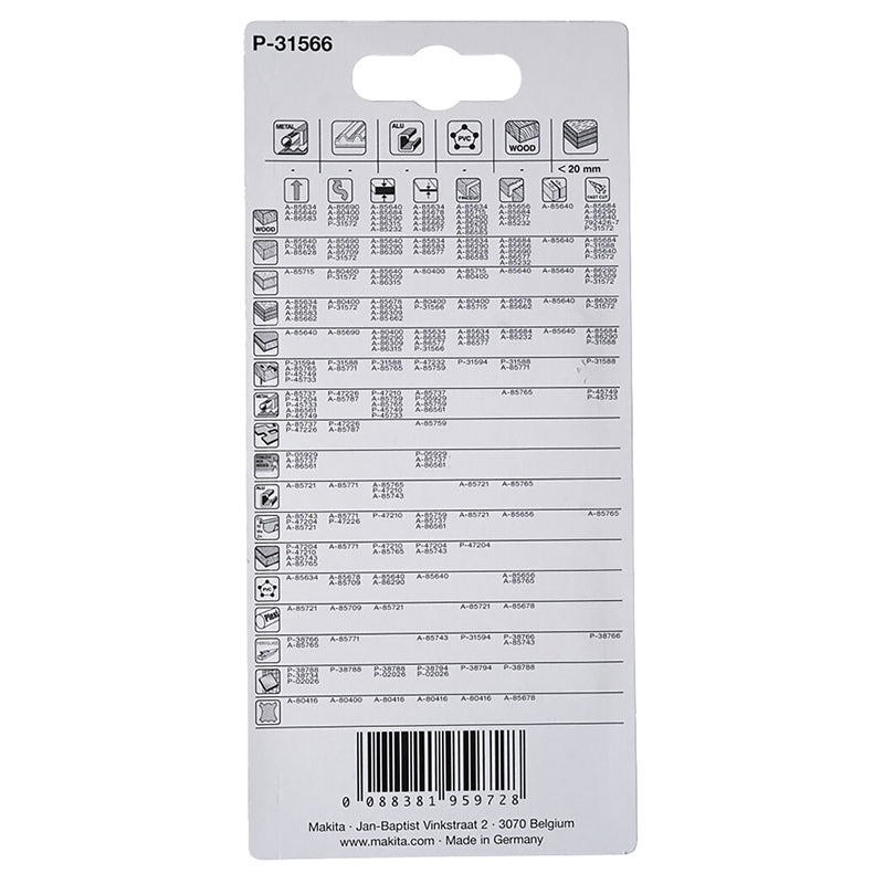 Pack 5 hojas de sierra de calar Makita Bi-metal P-31566