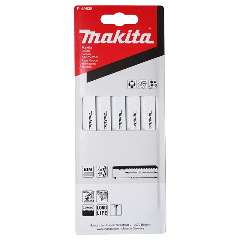Pack 5 hojas de sierra de calar Makita Madera/Metal P-49638