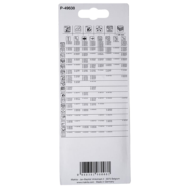 Pack 5 hojas de sierra de calar Makita Madera/Metal P-49638