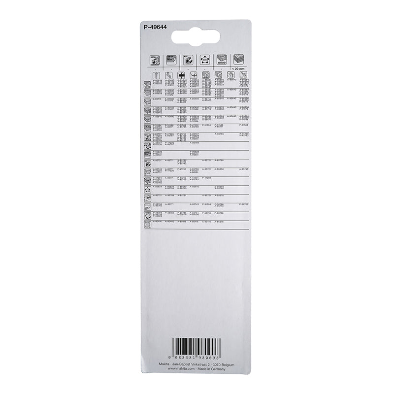 Pack 5 hojas de sierra de calar Makita Bi-metal P-49644 180x0,8 mm