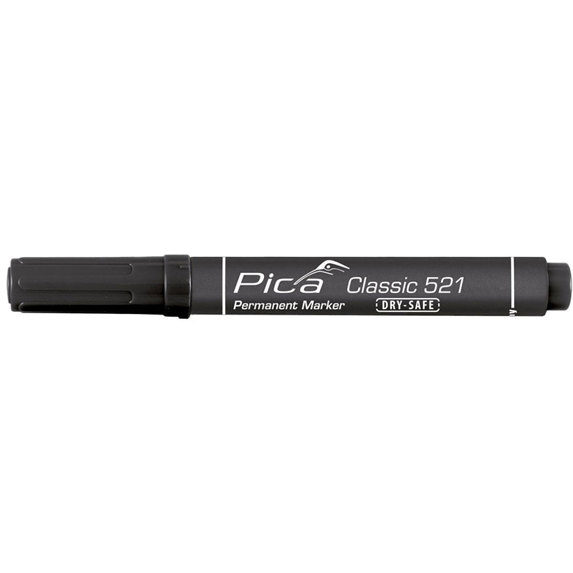 Marcador negro permanente con punta tipo cincel PICA Classic 521/46