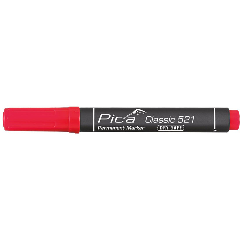 Marcador rojo permanente con punta tipo cincel PICA Classic 521/40