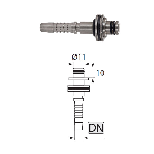 Racor de acero inoxidable giratorio tipo 03&04 DN8 Ø11 mm