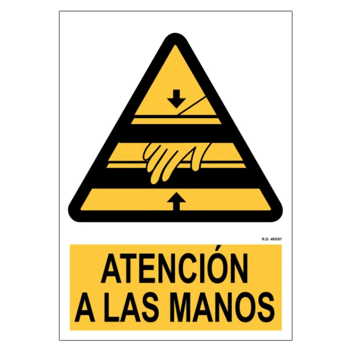 Señal Adhesiva Atención a las Manos 80x115 mm (C-760)