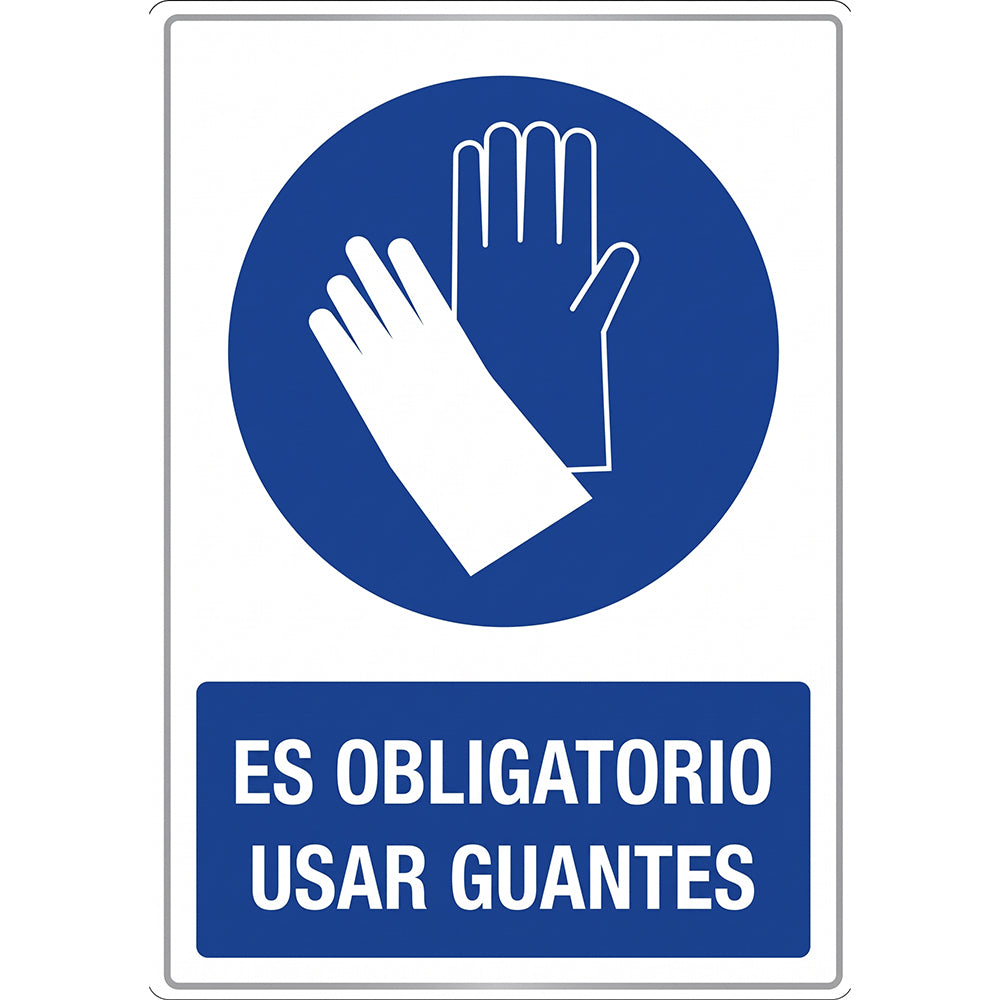 Señal Adhesiva Obligatorio Usar Guantes 80x115 mm (C-748)