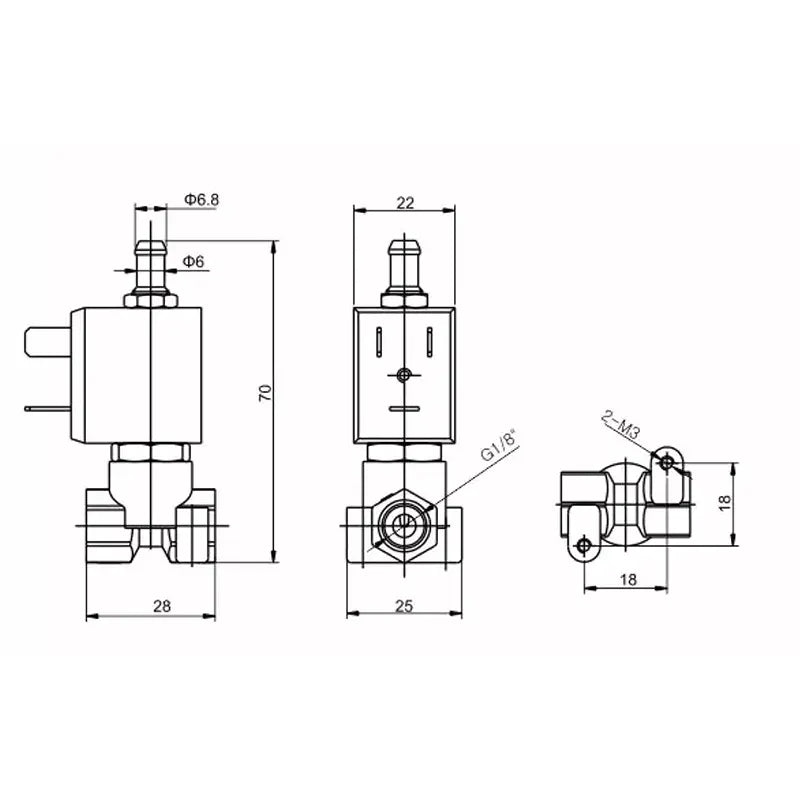 Electroválvula 3/2 cerrada Vitón cuerpo inox A316 1/8" Alren Serie SLVM