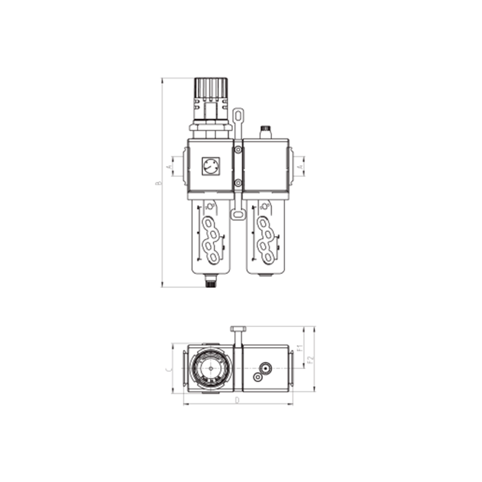 Grupo de filtraje CAMOZZI 1/2" con manómetro MX2-1/2-000002