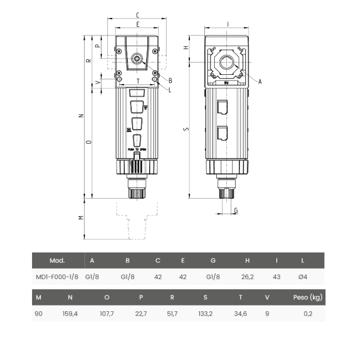 Filtro Semi-Aut Manual 25 µM MD1-F000-1/8