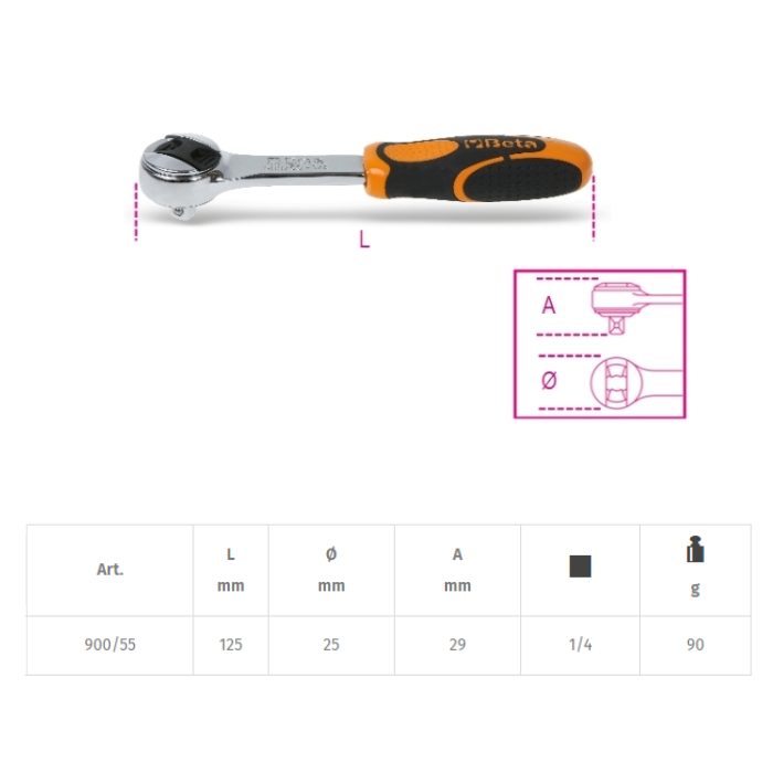 Llave De Carraca Beta 900/55 1/4"