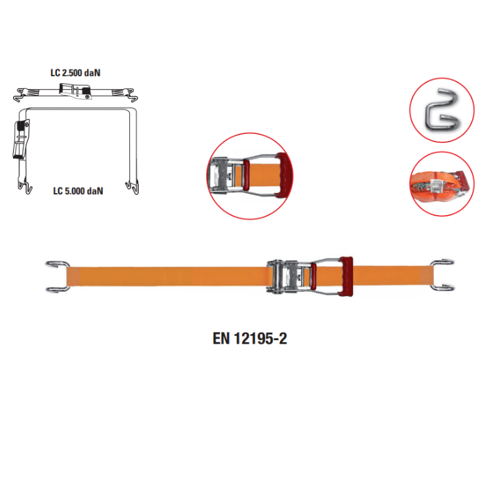 Sistema De Amarre C/Caraca 50mmX8,5mt GA 5000 Kgs