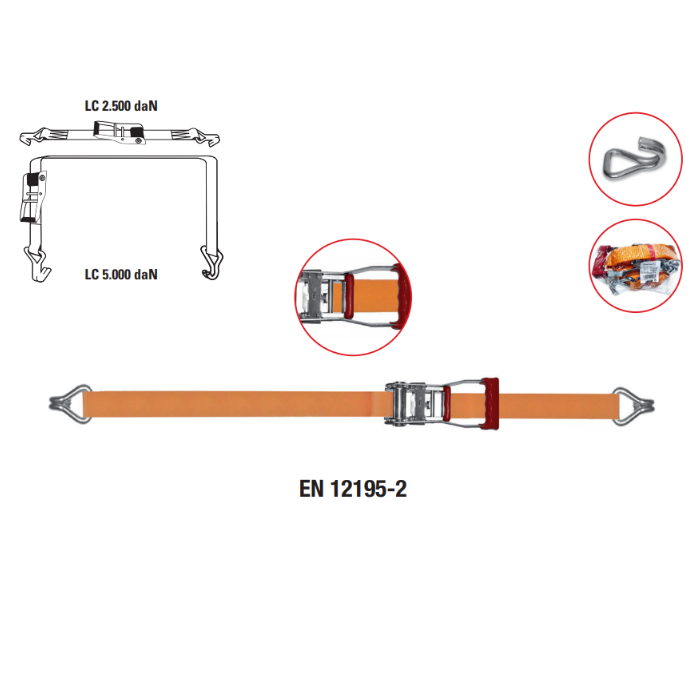 Sistema De Amarre C/Carraca 50mmX8,5mt GC 5000 Kgs