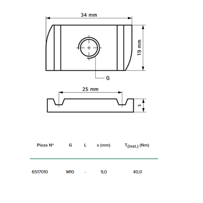 Tuerca Soporte Bis Strut Zincada M-10