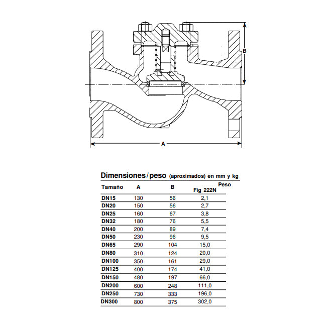 Válvula de Retención con Bridas Hard 222N PN-16 DN-40