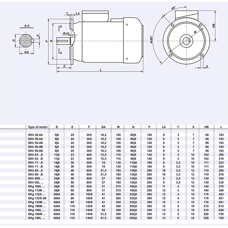 Motor Trifásico Cantoni SKh IE1 B5 1500/3000rpm 2/4 Polos 0,28kW 0,38CV 71-A