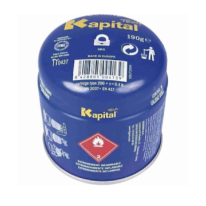 Cartucho Gas Butano 190g | Limitador de Fugas ILL | Normas UN2037/EN417