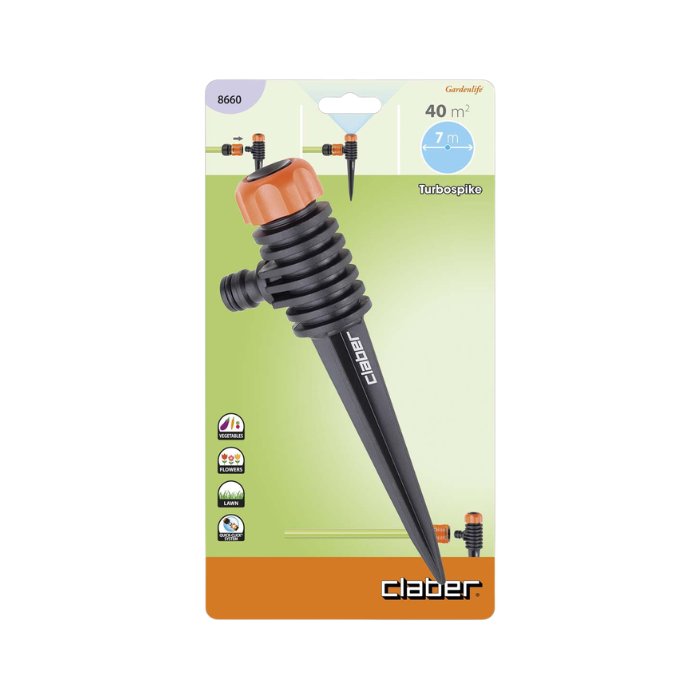 Aspersor Estático Claber Turbospike con Piquete