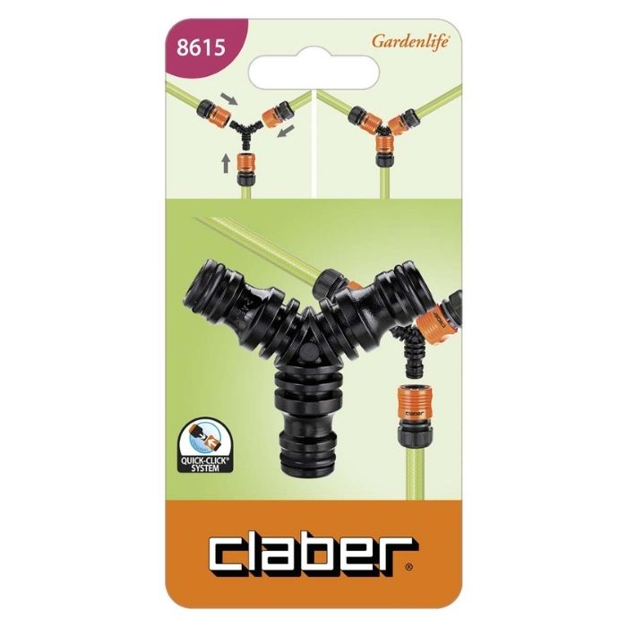 Conector de Tres Vías Claber 8615 para Mangueras