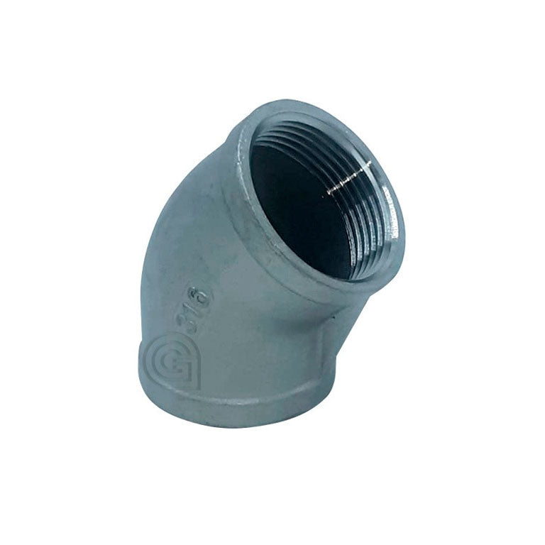 Codo 45º Acero Inoxidable 316 con rosca Hembra / Hembra Figura 120 CINOX