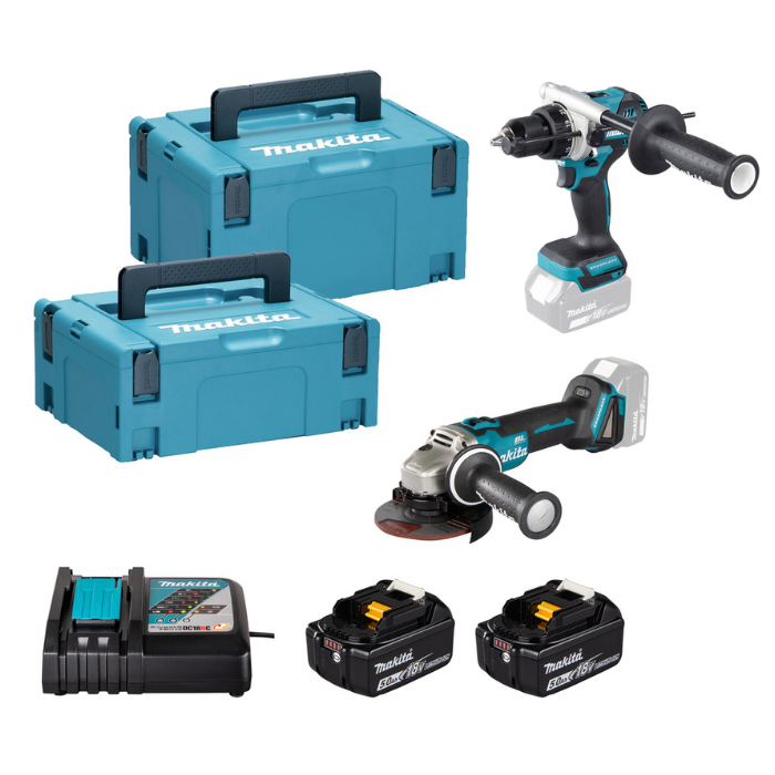 Kit Combo Makita 18V DLX2552TJ | DHP492 + DGA504 5.0Ah