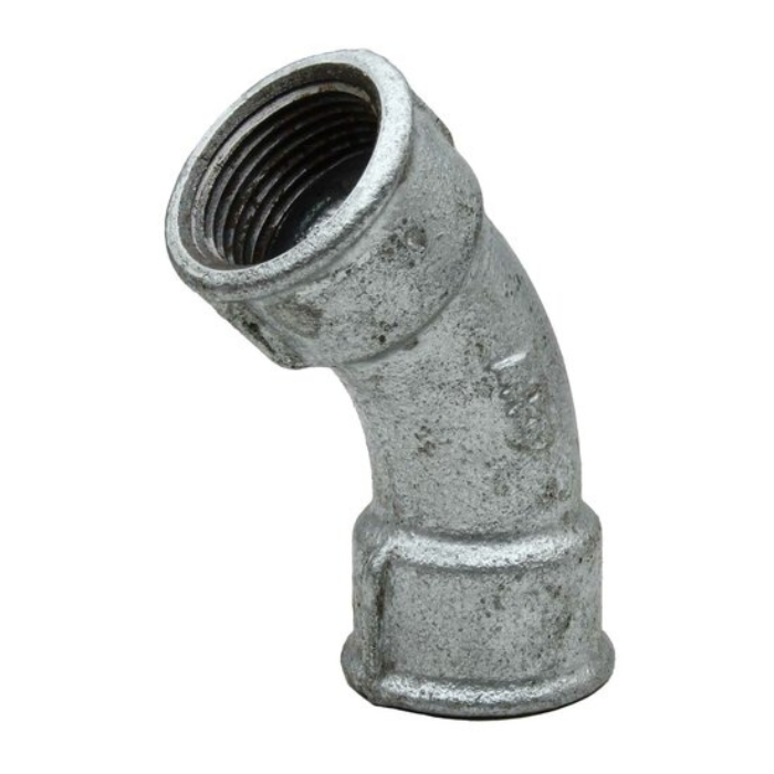 Curva 45º Galvanizada Hembra-Hembra | Hierro Maleable | PN25